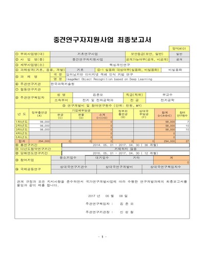 딥러닝기반 이미지넷 객체 인식 기법 연구 [전자자료]