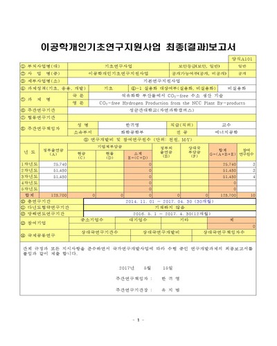 석유화학 부산물에서 CO₂-free 수소 생산 기술 [전자자료]