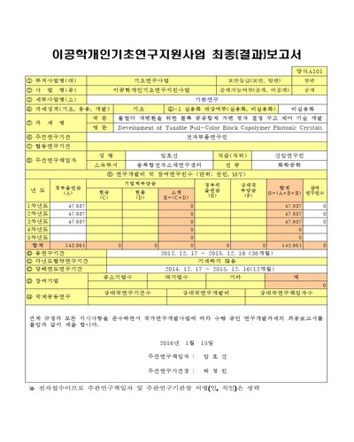 풀컬러 색변환을 위한 블록 공중합체 가변 광자 결정 구조 제어 기술 개발 [전자자료]