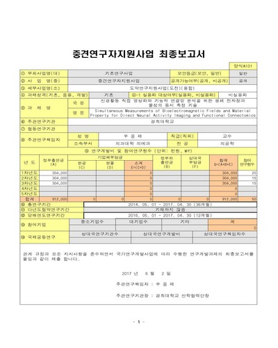 신경활동 직접 영상화와 기능적 연결망 분석을 위한 생체 전자장과 물성의 동시 측정 기술 [전자자료]