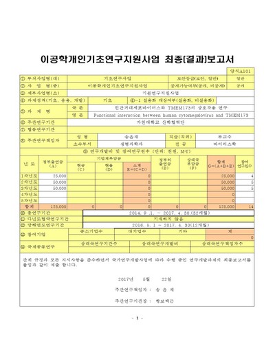 인간거대세포바이러스와 TMEM173의 상호작용 연구 [전자자료]