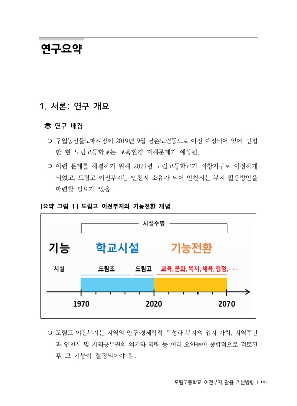 도림고등학교 이전부지 활용 기본방향 | 국회도서관 국회전자도서관